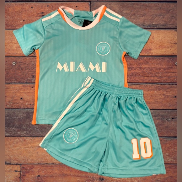MESSI SMALL YOUTH KIDS JERSEY - TEAL MIAMI 3rd JERSEY NWT - AGE 6-7 - Picture 2 of 3